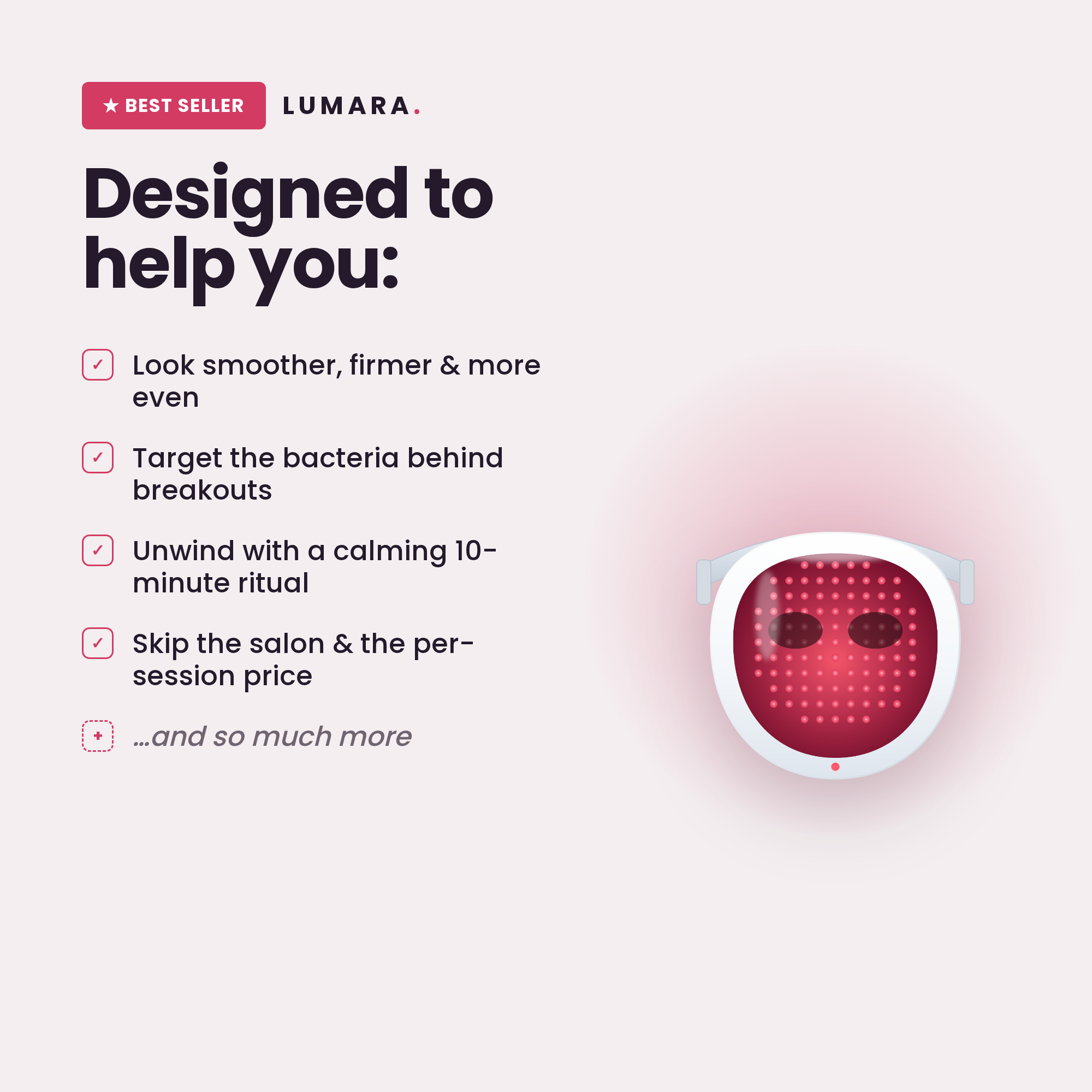 LUMARA LED Light Therapy Mask — Salon-Grade Red Light at Home