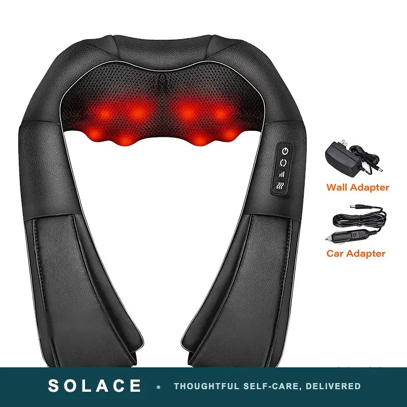SOLACE shiatsu massager — what's included: wall adapter and car adapter